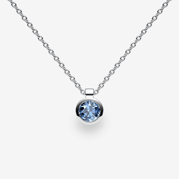 Venise Pendentif serti clos Aigue-marine Platine 950‰