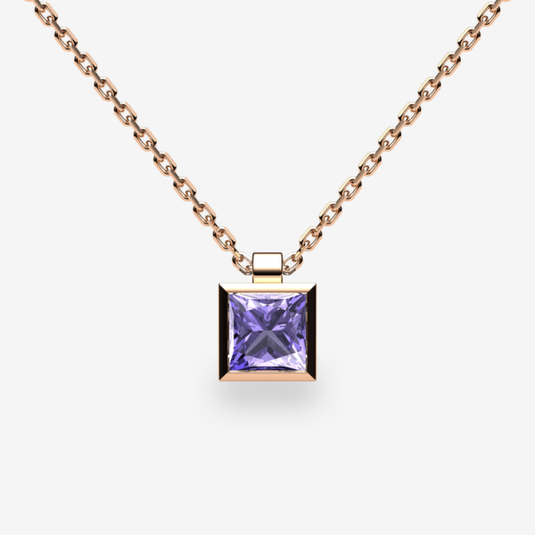 Venise Pendentif serti clos Tanzanite Or rose 18 carats