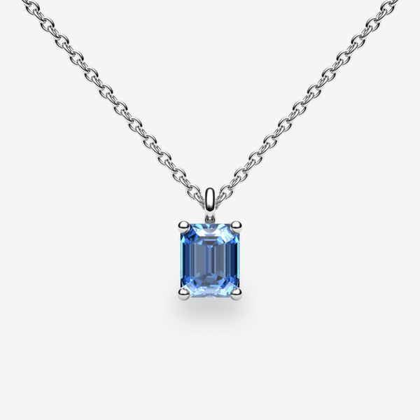 Bellatrix Pendentif serti griffes Aigue-marine Or blanc palladié 18 carats