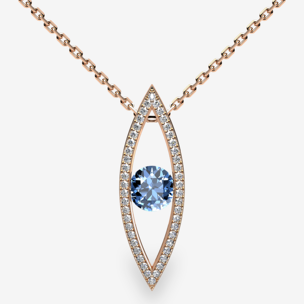 Orion Pendentif serti rail Aigue-marine Or rose 18 carats