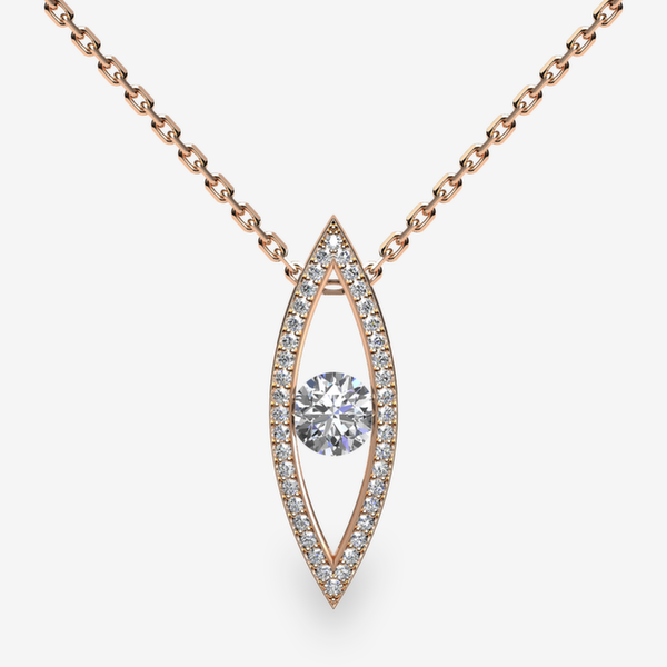 Orion Pendentif serti rail Diamant Or rose 18 carats