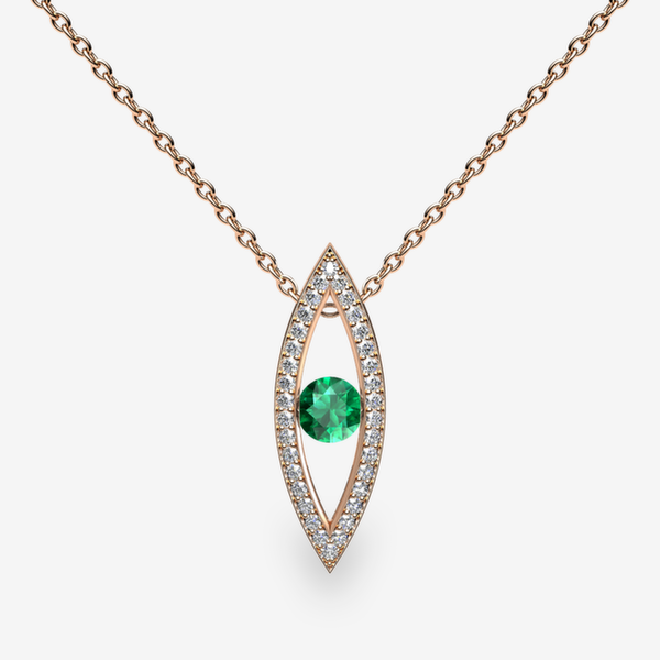Orion Pendentif serti rail Émeraude Or rose 18 carats