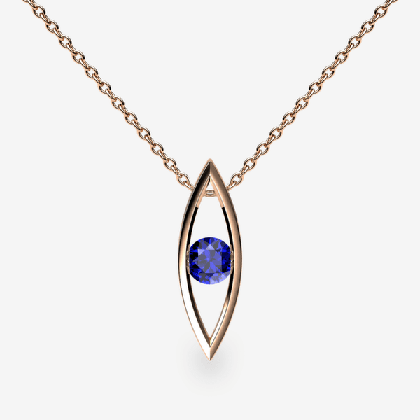 Orion Pendentif serti rail Saphir bleu Or rose 18 carats