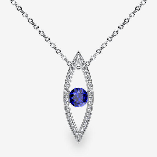 Orion Pendentif serti rail Saphir bleu Platine 950‰