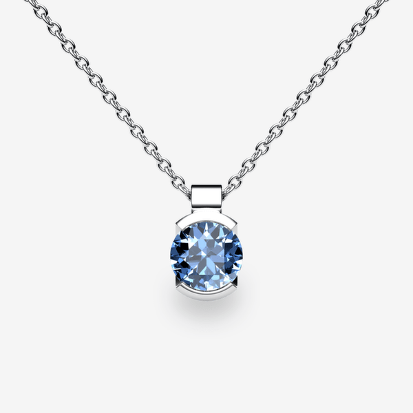 Constance Pendentif serti semi-clos Aigue-marine Platine 950‰